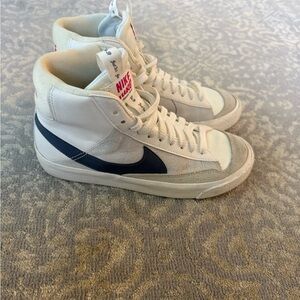 Nike White and Navy High-Top Blazers